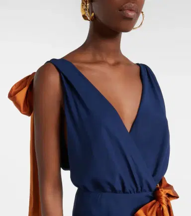 Saint Laurent Bow-detail draped silk satin gown | Thumbnail 2