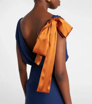 Saint Laurent Bow-detail draped silk satin gown | Thumbnail 3