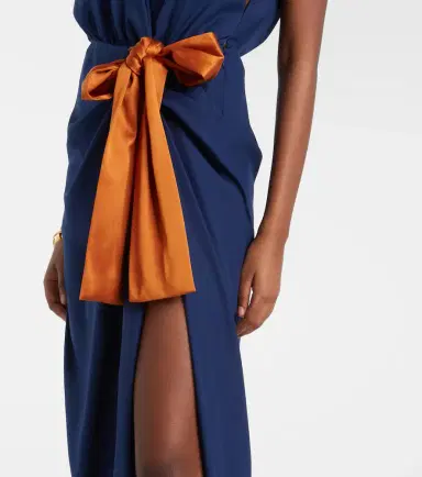 Saint Laurent Bow-detail draped silk satin gown | Thumbnail 4