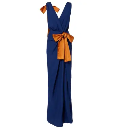 Saint Laurent Bow-detail draped silk satin gown | Thumbnail 1