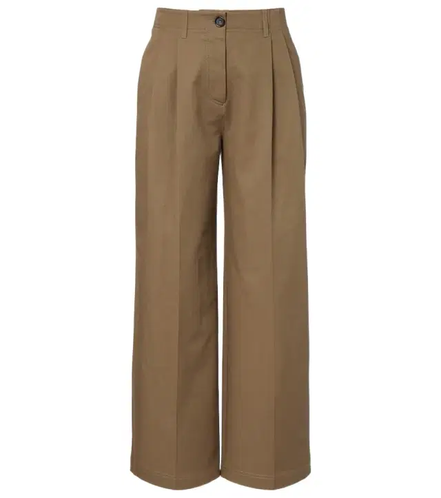 Pleated cotton wide-leg pants