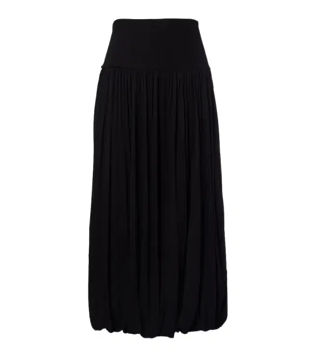 Gathered jersey midi skirt