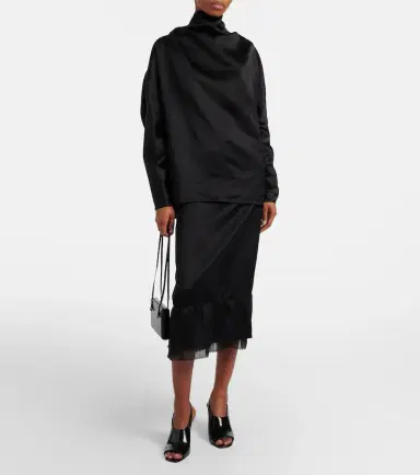 Toteme Gauze-trimmed satin midi skirt | Thumbnail 5