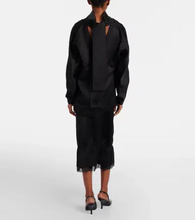 Toteme Gauze-trimmed satin midi skirt | Thumbnail 6