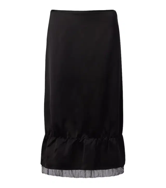 Gauze-trimmed satin midi skirt