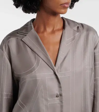 TOTEME Monogram silk twill pajama shirt | Thumbnail 3