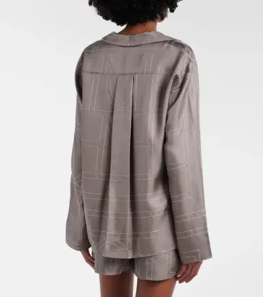 TOTEME Monogram silk twill pajama shirt | Thumbnail 4