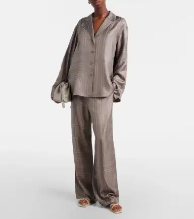TOTEME Monogram silk twill pajama shirt | Thumbnail 6