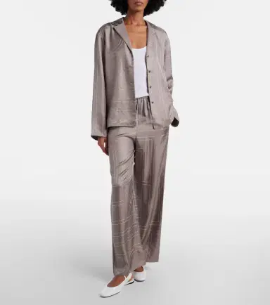 TOTEME Monogram silk twill pajama pants | Thumbnail 2