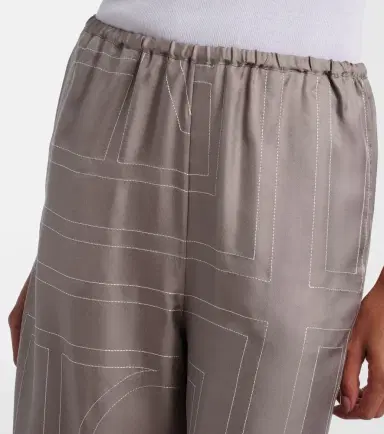 TOTEME Monogram silk twill pajama pants | Thumbnail 3