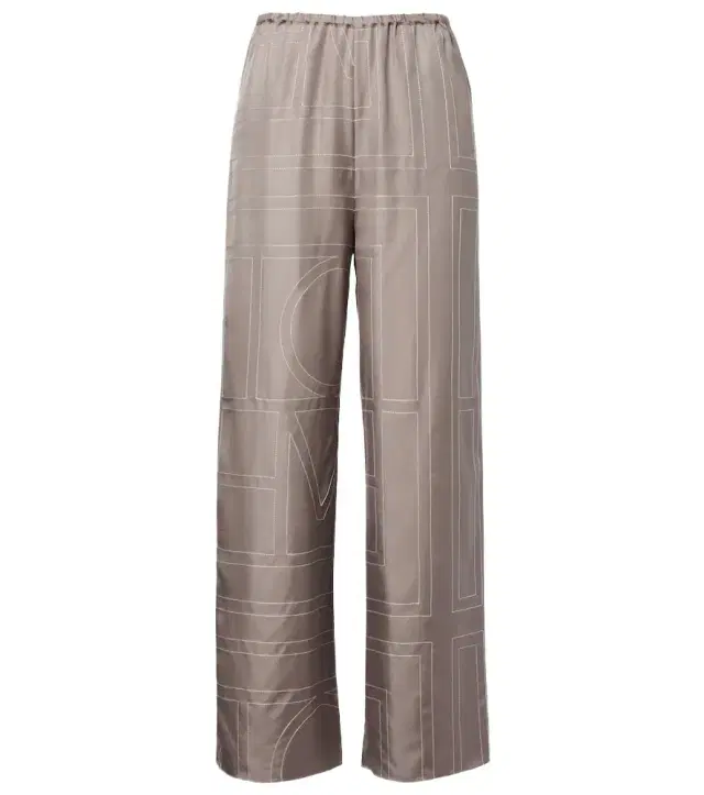 Monogram silk twill pajama pants