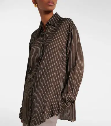 The Frankie Shop Peri pinstripe satin shirt | Thumbnail 6