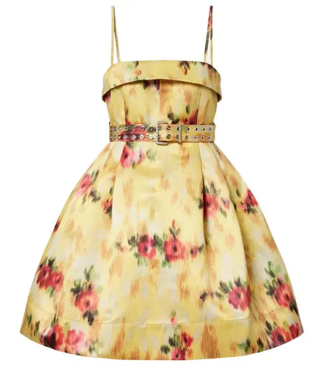 Ganni Pleated printed satin minidress