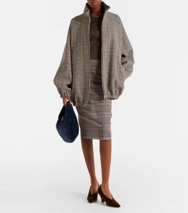 The Frankie Shop Aurora plaid sheer mesh midi skirt | Thumbnail 4