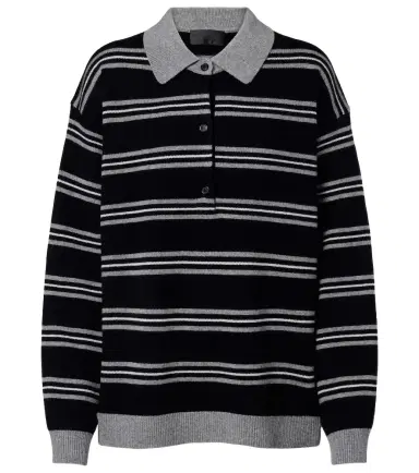 Nili Lotan Galvez striped cashmere polo sweater | Thumbnail 1 Nili Lotan Galvez striped cashmere polo sweater | Thumbnail 1