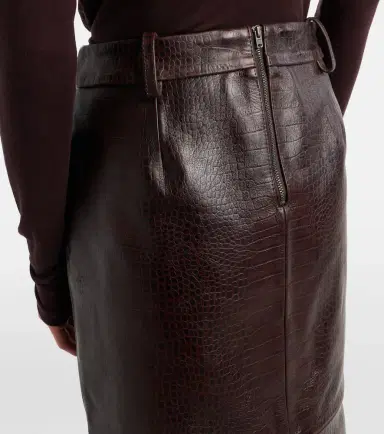 The Frankie Shop Taney croc-effect leather pencil skirt | Thumbnail 2
