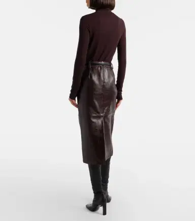 The Frankie Shop Taney croc-effect leather pencil skirt | Thumbnail 3