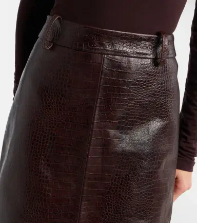 The Frankie Shop Taney croc-effect leather pencil skirt | Thumbnail 4