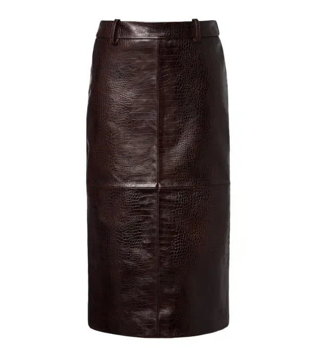 Taney croc-effect leather pencil skirt
