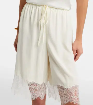 Staud Verano lace-trimmed silk satin Bermuda shorts | Thumbnail 2