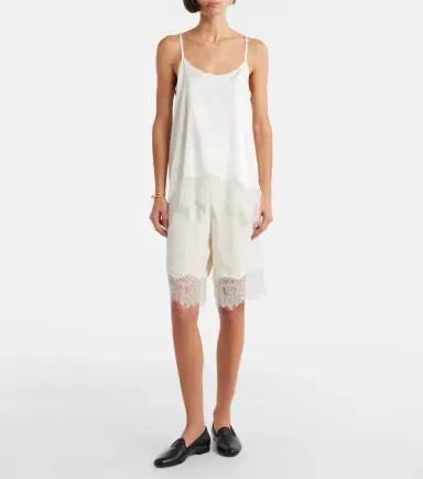Staud Verano lace-trimmed silk satin Bermuda shorts | Thumbnail 3
