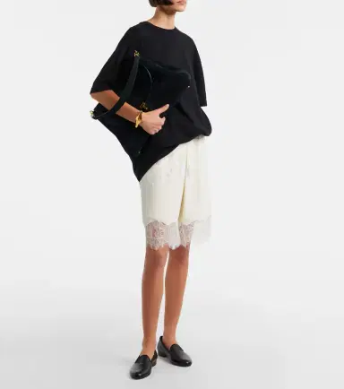 Staud Verano lace-trimmed silk satin Bermuda shorts | Thumbnail 6