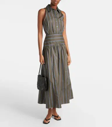 Staud Romy striped cotton midi dress | Thumbnail 6