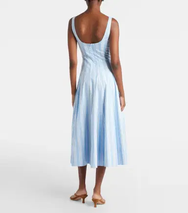 Staud Wells striped cotton midi dress | Thumbnail 3 Staud Wells striped cotton midi dress | Thumbnail 3