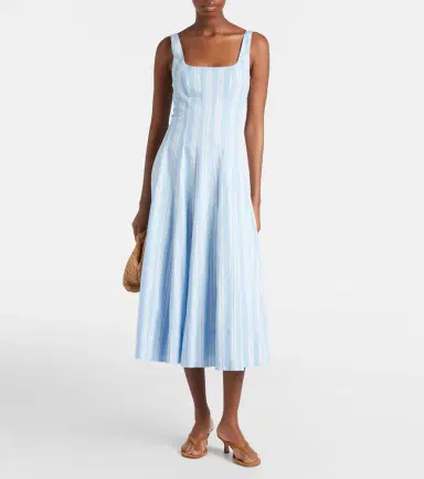 Staud Wells striped cotton midi dress | Thumbnail 5 Staud Wells striped cotton midi dress | Thumbnail 5