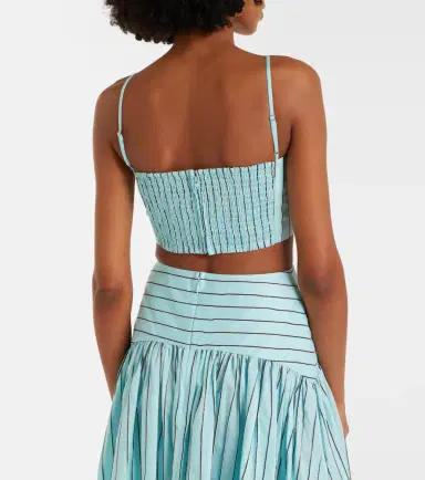 Staud Federico striped cotton-blend crop top | Thumbnail 2