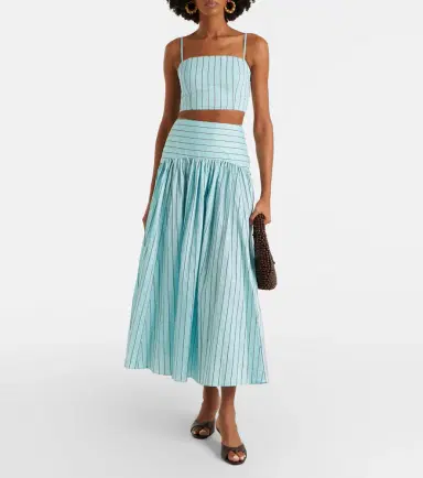 Staud Federico striped cotton-blend crop top | Thumbnail 3