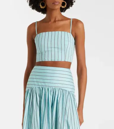 Staud Federico striped cotton-blend crop top | Thumbnail 4