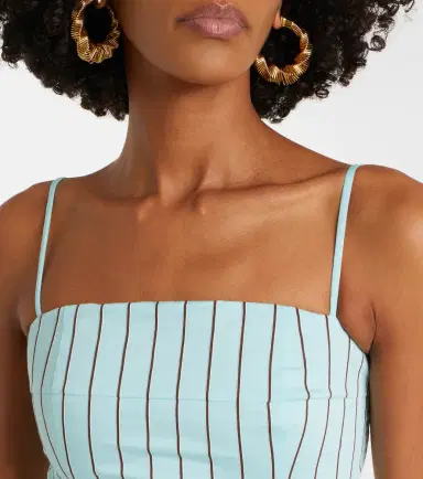 Staud Federico striped cotton-blend crop top | Thumbnail 5
