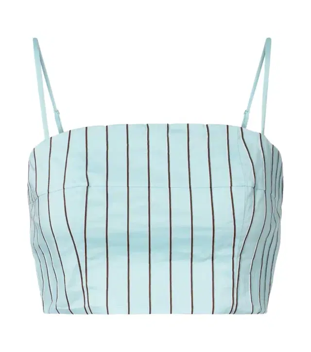 Staud Federico striped cotton-blend crop top