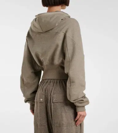 Rick Owens Cropped cotton-blend jersey hoodie | Thumbnail 5