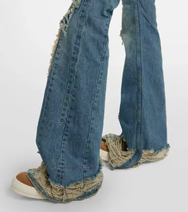 Rick Owens Silvered distressed flared jeans | Thumbnail 4