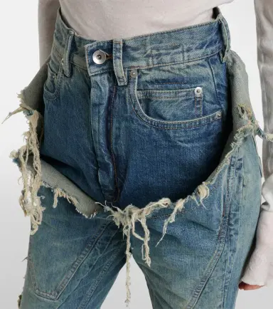 Rick Owens Silvered distressed flared jeans | Thumbnail 5