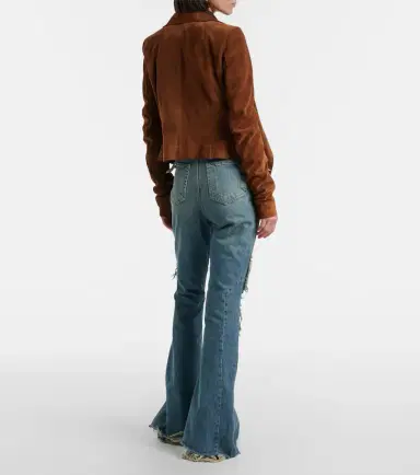 Rick Owens Silvered distressed flared jeans | Thumbnail 6
