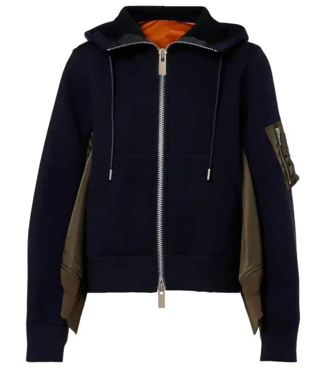 Paneled zip-up hoodie