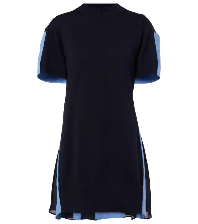 Sacai Paneled cotton-blend minidress