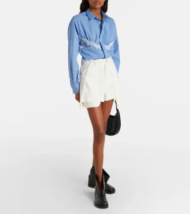 Sacai Lace-trimmed striped cotton-blend poplin shirt | Thumbnail 3 Sacai Lace-trimmed striped cotton-blend poplin shirt | Thumbnail 3