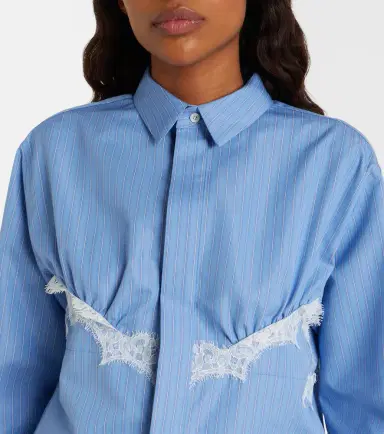 Sacai Lace-trimmed striped cotton-blend poplin shirt | Thumbnail 4 Sacai Lace-trimmed striped cotton-blend poplin shirt | Thumbnail 4