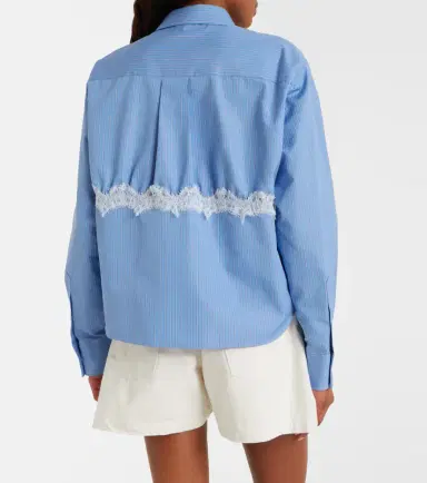 Sacai Lace-trimmed striped cotton-blend poplin shirt | Thumbnail 5 Sacai Lace-trimmed striped cotton-blend poplin shirt | Thumbnail 5