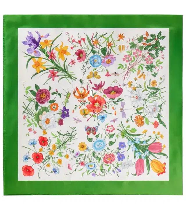 Flora silk twill scarf