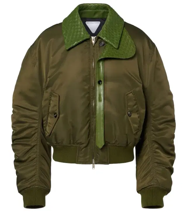 Bottega Veneta Intrecciato leather-trimmed bomber jacket