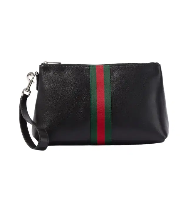 Gucci Web Trademark leather pouch