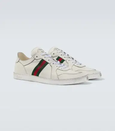 Gucci Stretch Web Stripe leather sneakers | Thumbnail 3 Gucci Stretch Web Stripe leather sneakers | Thumbnail 3