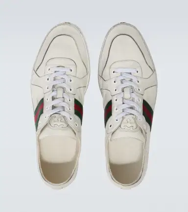 Gucci Stretch Web Stripe leather sneakers | Thumbnail 4 Gucci Stretch Web Stripe leather sneakers | Thumbnail 4