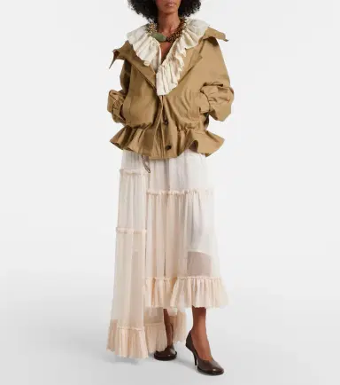 Dries Van Noten Ruffled asymmetric silk maxi skirt | Thumbnail 5