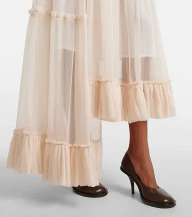 Dries Van Noten Ruffled asymmetric silk maxi skirt | Thumbnail 6
